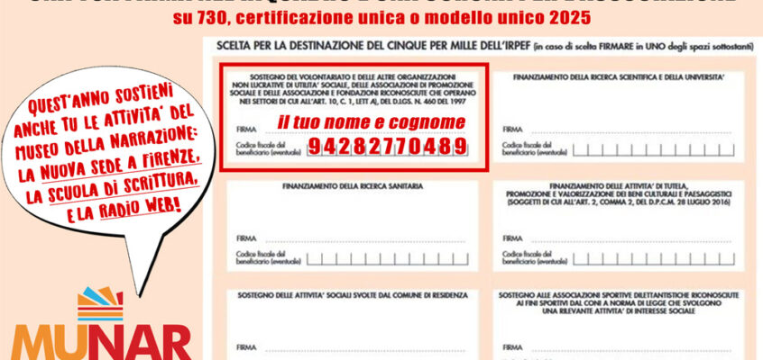 Il tuo 5 per mille al MUNAR