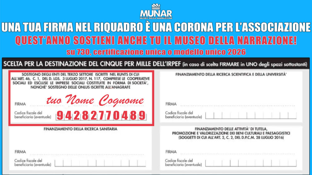 Sostieni il MUNAR: il 5×1000 non costa nulla!