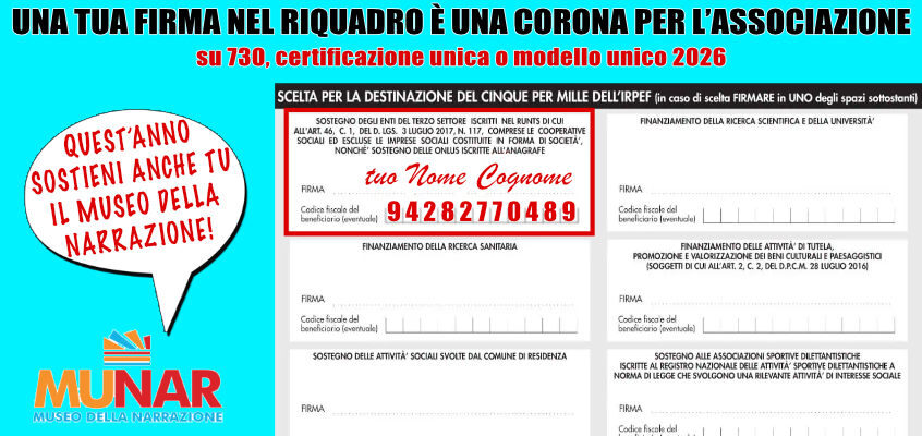 Sostieni il MUNAR: il 5×1000 non costa nulla!