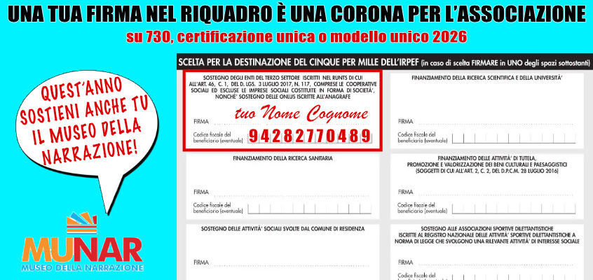 Sostieni il MUNAR: il 5×1000 non costa nulla!