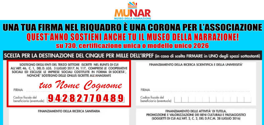 Sostieni il MUNAR: il 5×1000 non costa nulla!
