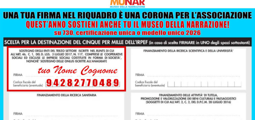 Sostieni il MUNAR: il 5×1000 non costa nulla!